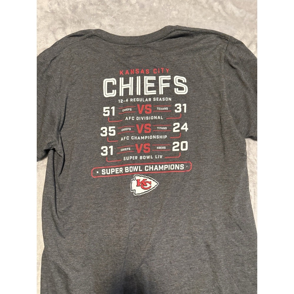 Fanatics Kansas City Chiefs T-Shirt Mens L Gray Super Bowl LIV Champions NFL - Picture 5 of 6